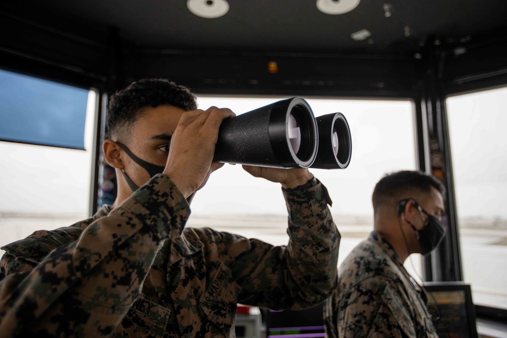 Air Traffic Controllers with H&amp;HS keep the aircraft moving aboard MCAS Futenma