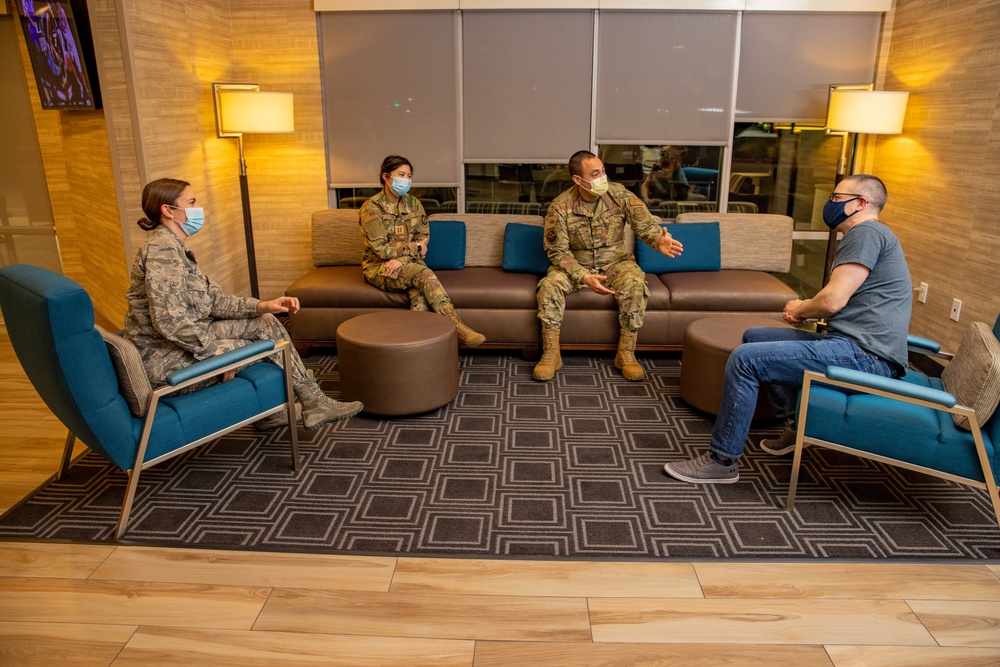 U.S. Air Force Capt. Ashley Mills works alongside Arrowhead Regional Medical Center Personnel