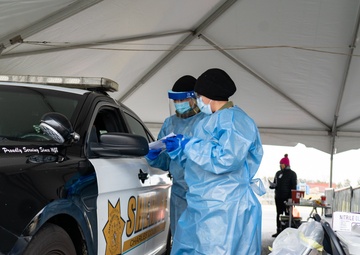 Maryland National Guard personnel administer COVID-19 vaccine to Charles County first responders