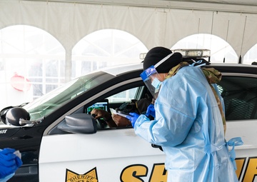 Maryland National Guard personnel administer COVID-19 vaccine to Charles County first responders