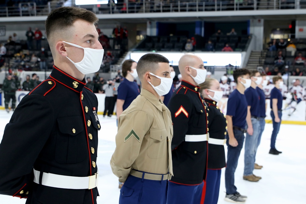 Marines welcomed home during Havoc hockey game