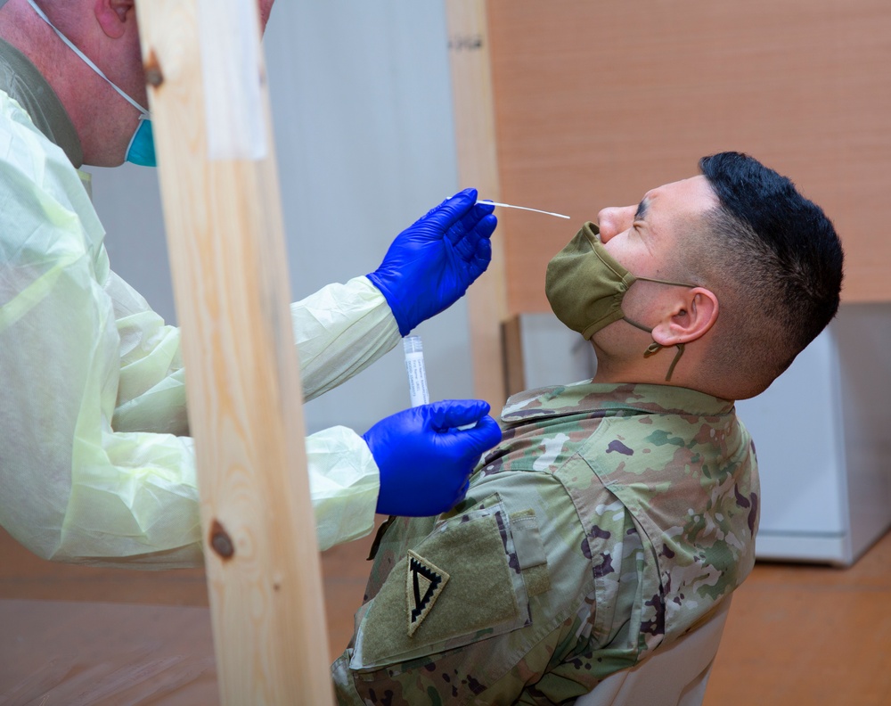 U.S. Army Soldier receives COVID-19 test