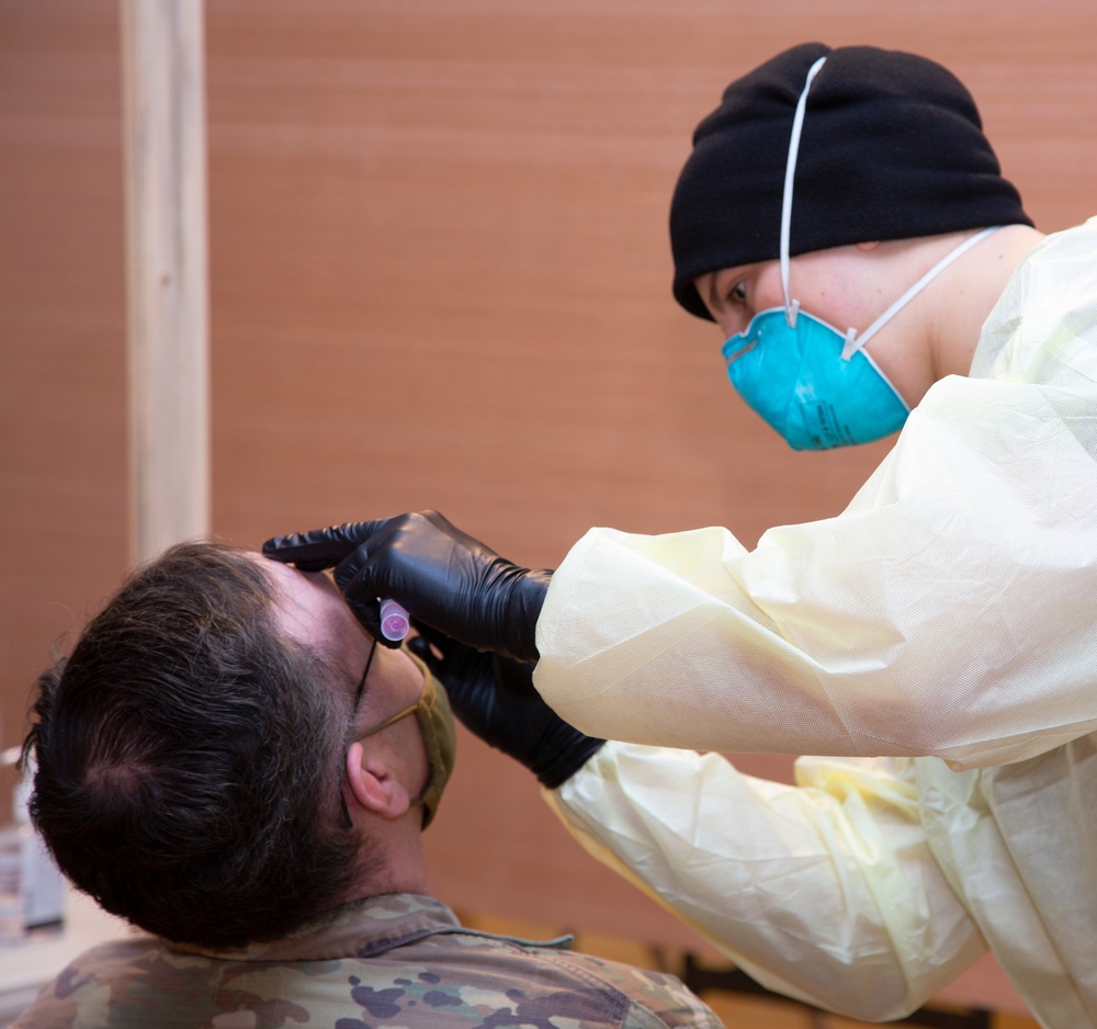 U.S. Army Combat Medic administers COVID-19 Test