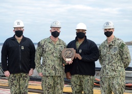 Blue and Gold Crews of USS Rhode Island Receive Battle 'E'