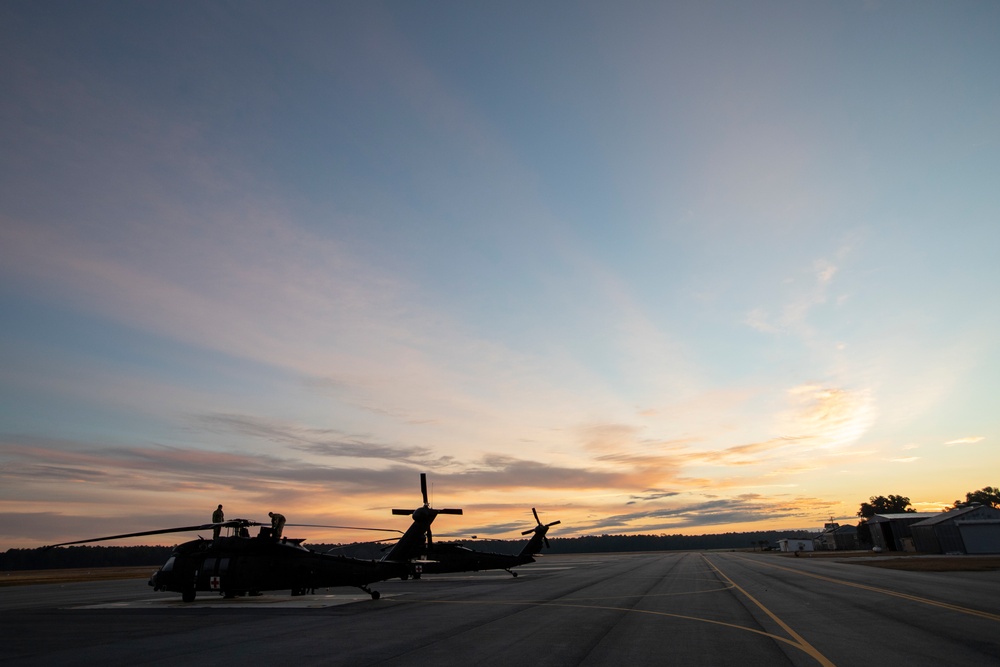 The 3rd Combat Aviation Brigade stands ready during the installation medical evacuation mission.