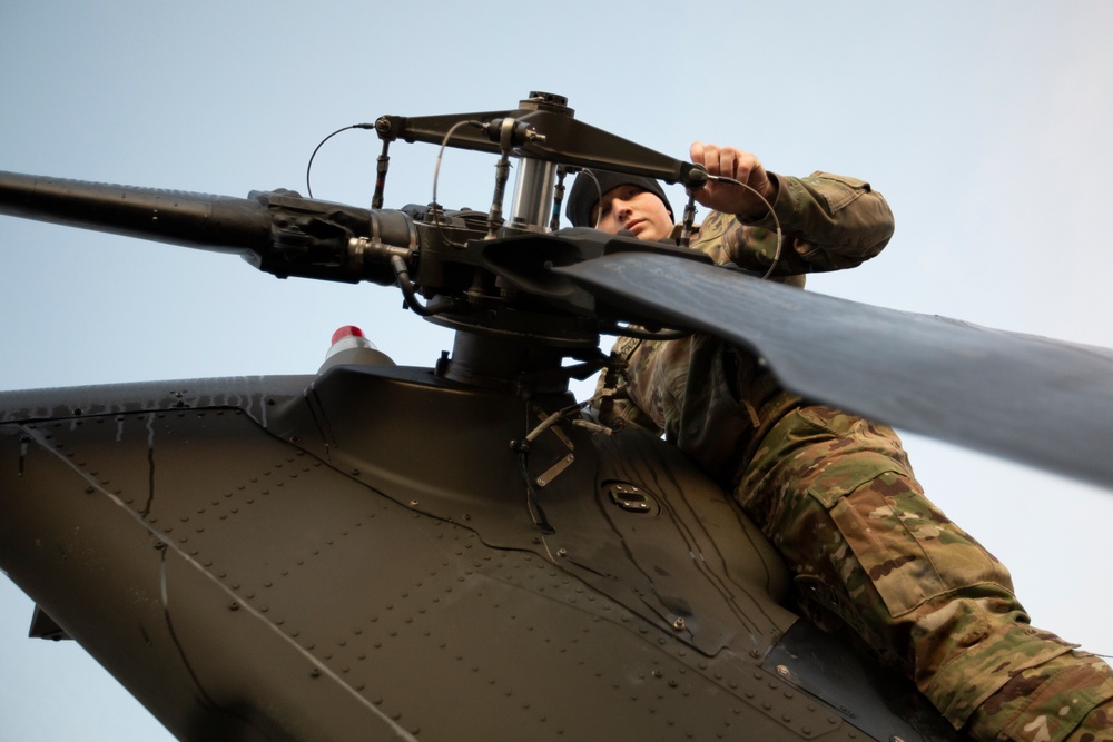 The 3rd Combat Aviation Brigade stands ready during the installation medical evacuation mission.