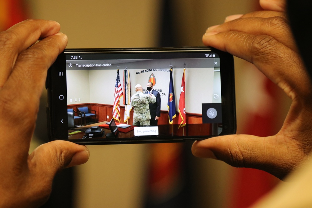 63d RD's civilian CoS receives award during unit's first Virtual Battle Assembly in 2021
