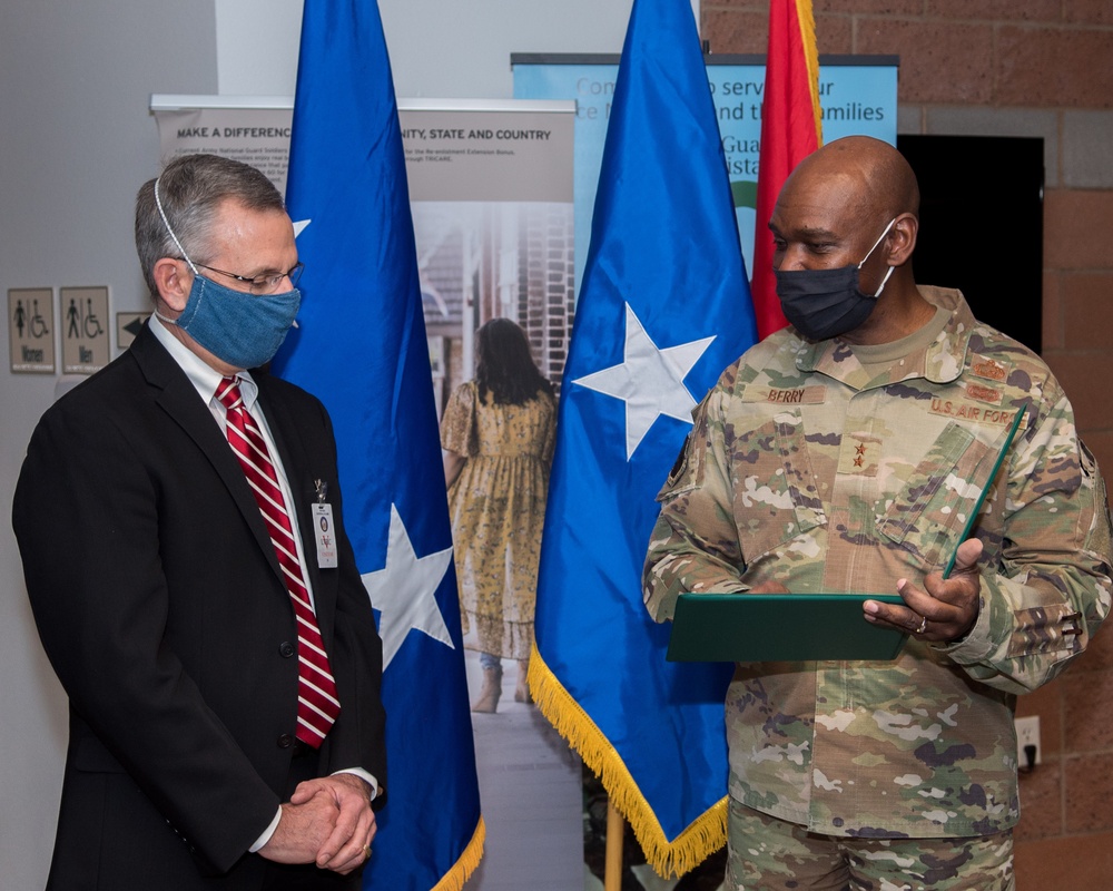 Nevada TAG Maj. Gen. Ondra Berry Presents Certificate of Appreciation to Guardsman's Civilian Employer