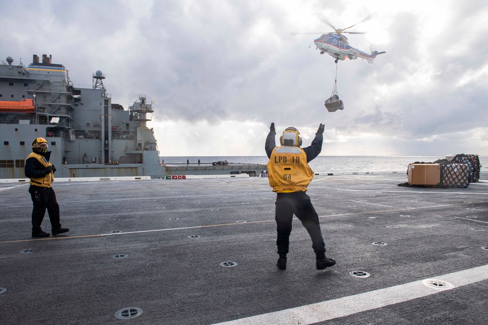 USS New Orleans Underway Replenishment with USNS Alan Shepard