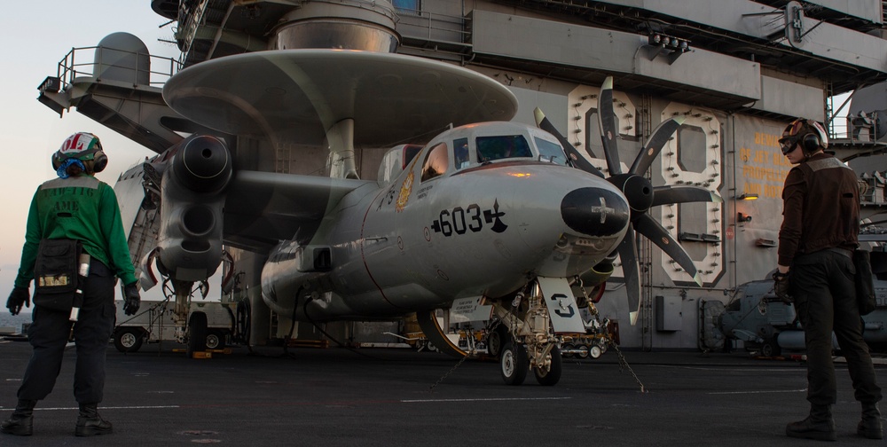 An E-2C Hawkeye Starts its Engine
