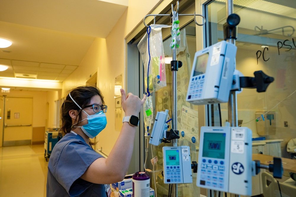 Air Force medical providers work alongside Arrowhead Regional Medical Center personnel