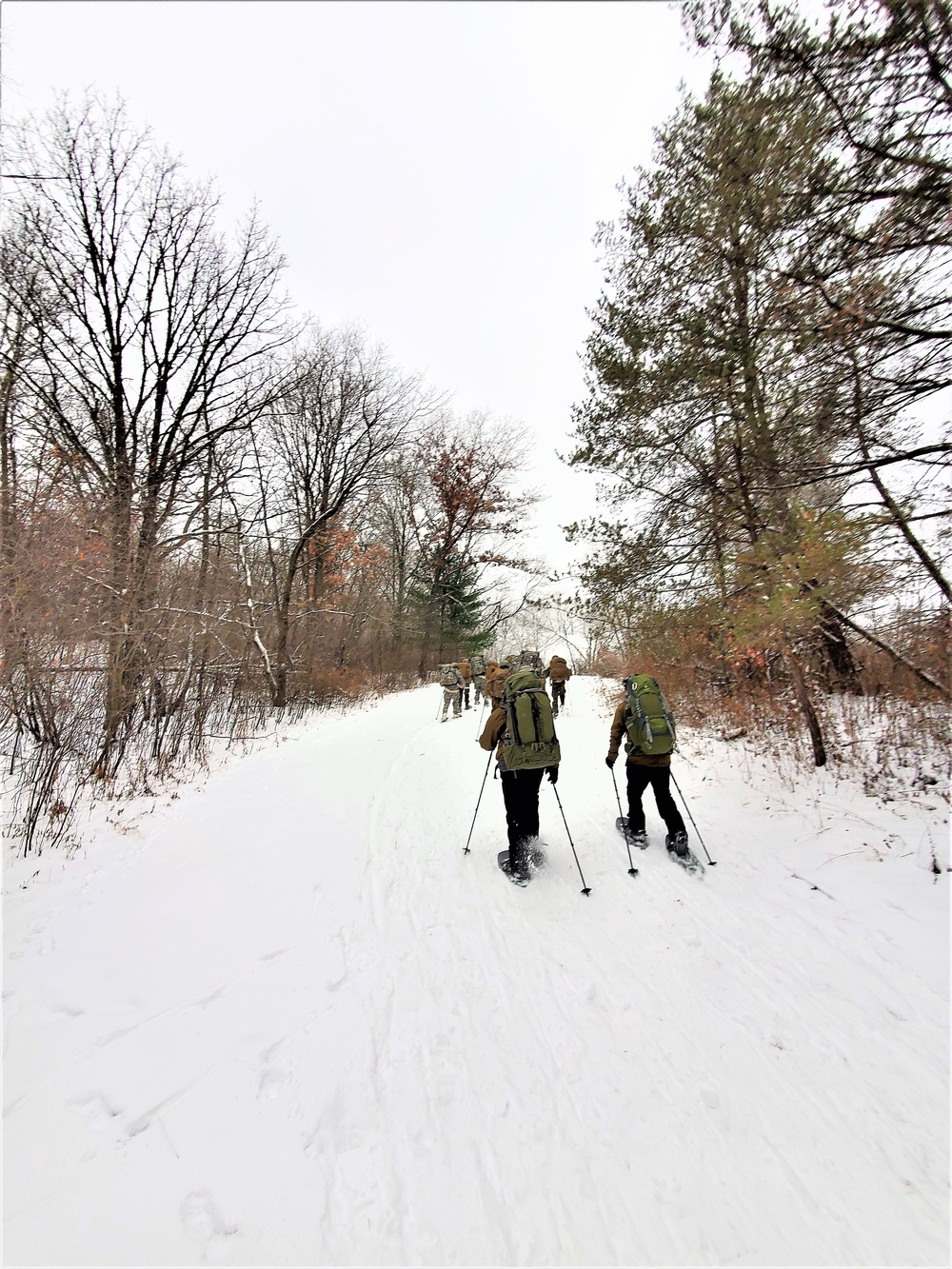 Cold-Weather Operations Course students learn snowshoeing techniques at Fort McCoy