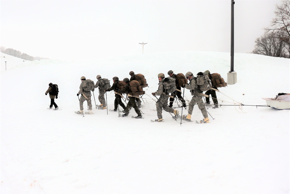Cold-Weather Operations Course students learn snowshoeing techniques at Fort McCoy