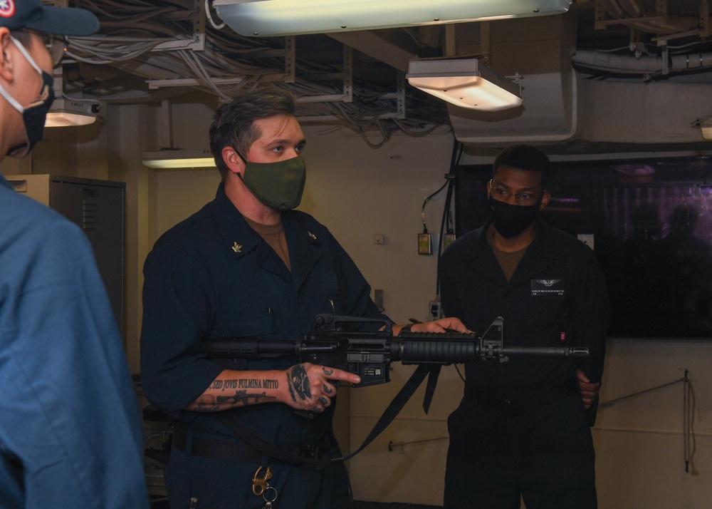 Sailors train with small arms