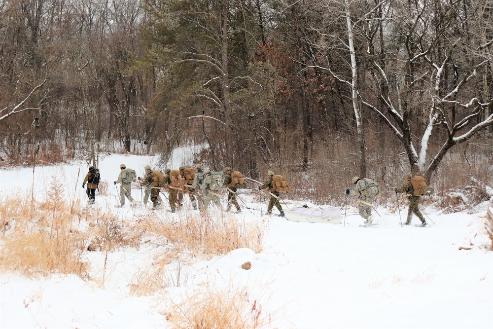 Fort McCoy CWOC class 21-02 students train using snowshoes, skis, ahkio sleds