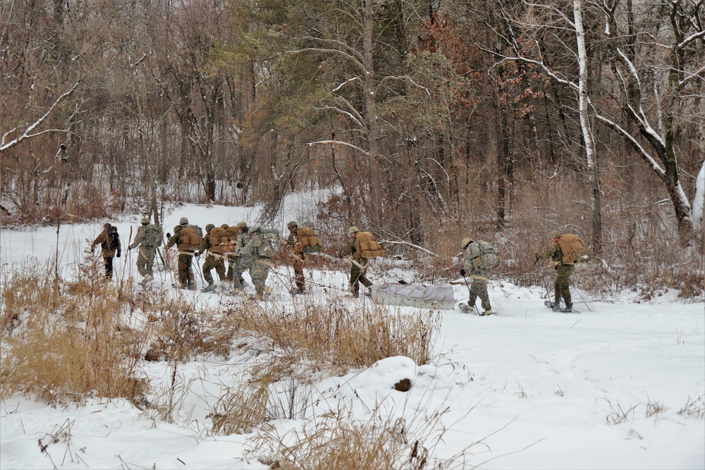 Fort McCoy CWOC class 21-02 students train using snowshoes, skis, ahkio sleds