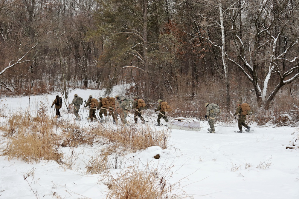 Fort McCoy CWOC class 21-02 students train using snowshoes, skis, ahkio sleds