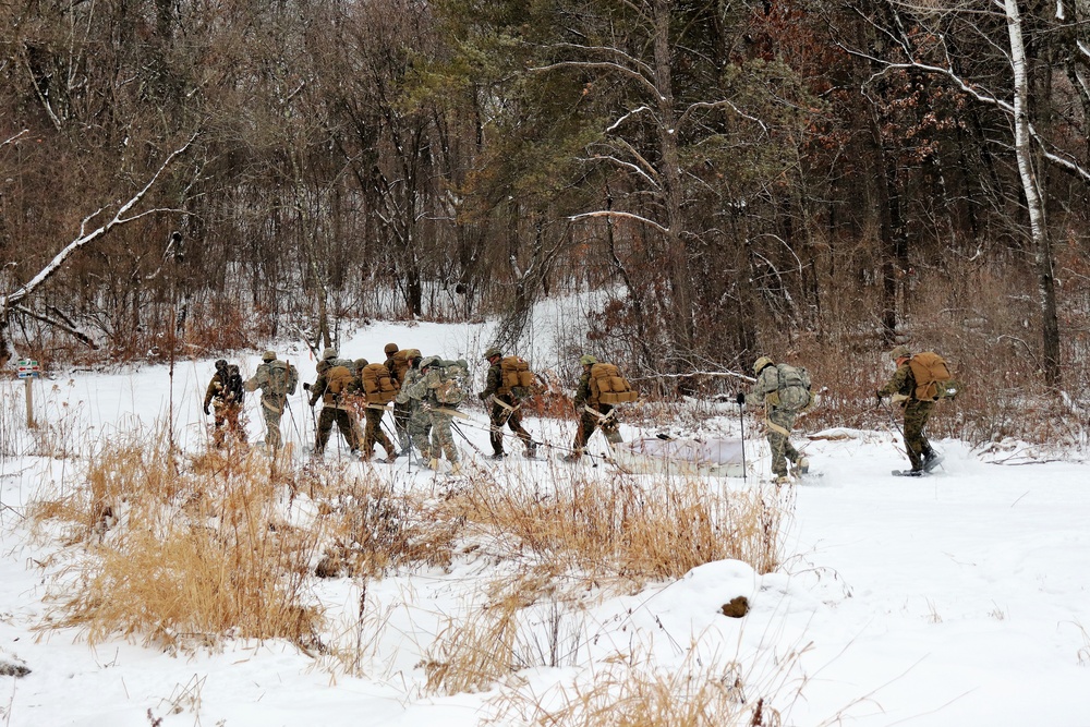 Fort McCoy CWOC class 21-02 students train using snowshoes, skis, ahkio sleds