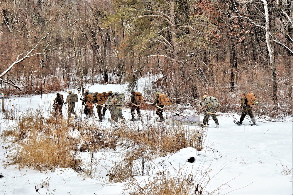 Fort McCoy CWOC class 21-02 students train using snowshoes, skis, ahkio sleds