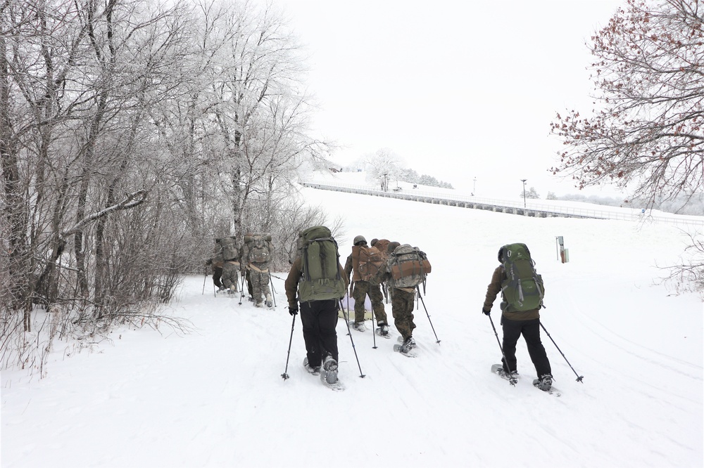 Fort McCoy CWOC class 21-02 students train using snowshoes, ahkio sleds