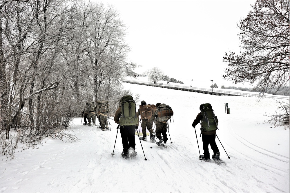 Fort McCoy CWOC class 21-02 students train using snowshoes, ahkio sleds