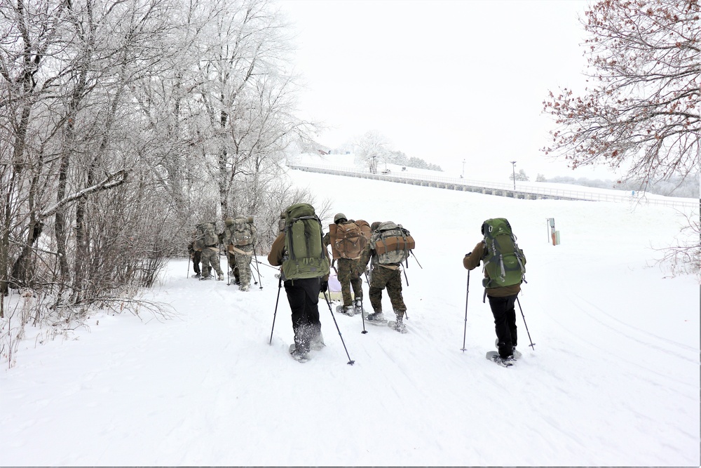 Fort McCoy CWOC class 21-02 students train using snowshoes, ahkio sleds