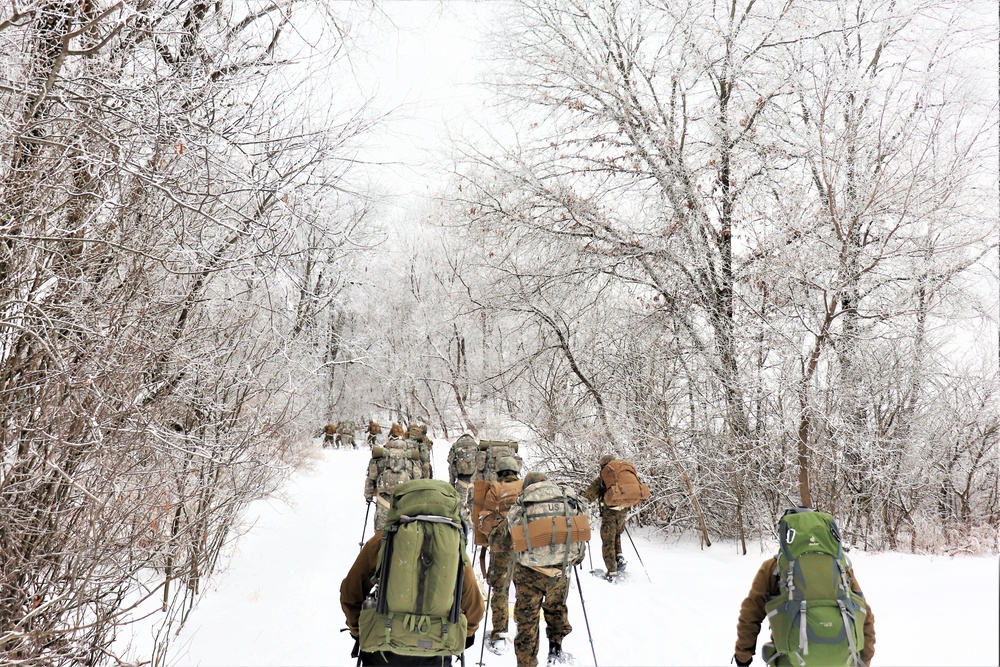 Fort McCoy CWOC class 21-02 students train using snowshoes, ahkio sleds