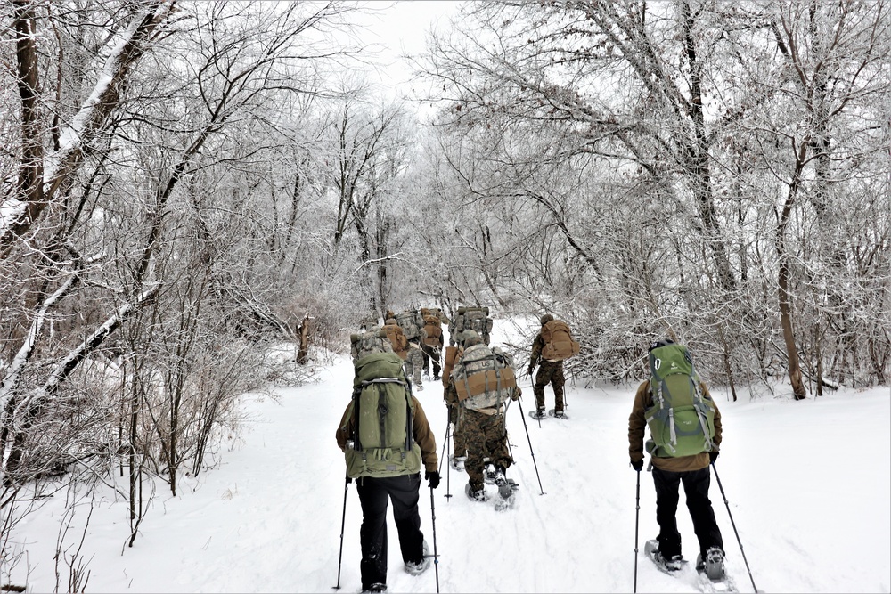 Fort McCoy CWOC class 21-02 students train using snowshoes, ahkio sleds