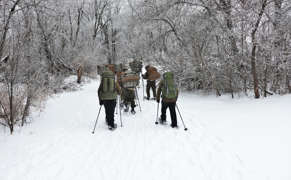 Fort McCoy CWOC class 21-02 students train using snowshoes, ahkio sleds