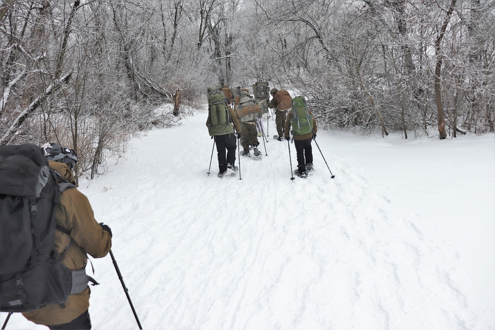 Fort McCoy CWOC class 21-02 students train using snowshoes, ahkio sleds