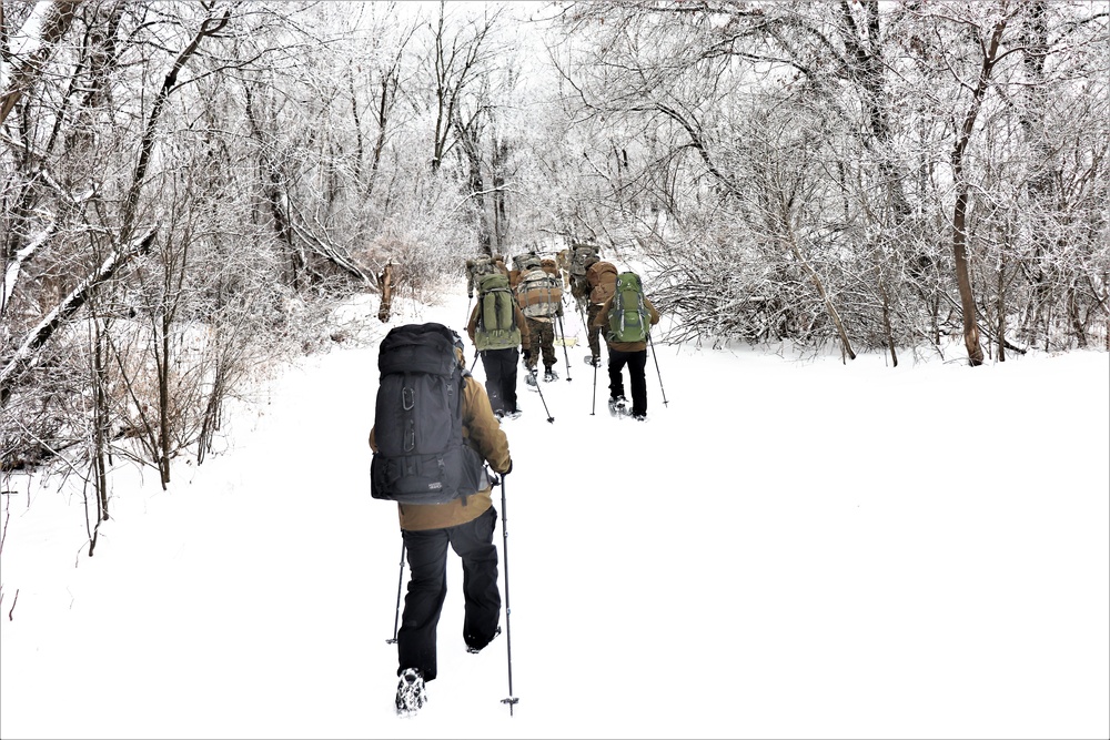 Fort McCoy CWOC class 21-02 students train using snowshoes, ahkio sleds