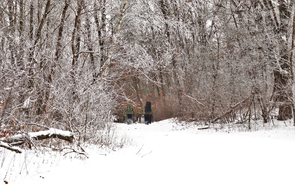 Fort McCoy CWOC class 21-02 students train using snowshoes, ahkio sleds
