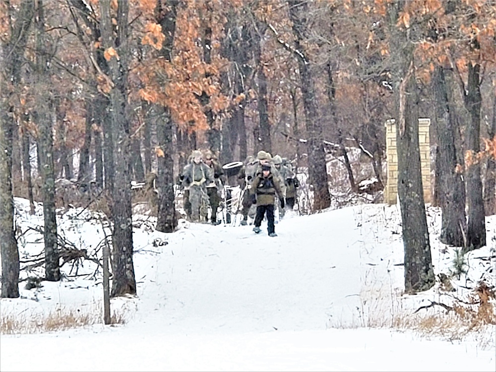 Fort McCoy CWOC class 21-02 students train using snowshoes, ahkio sleds