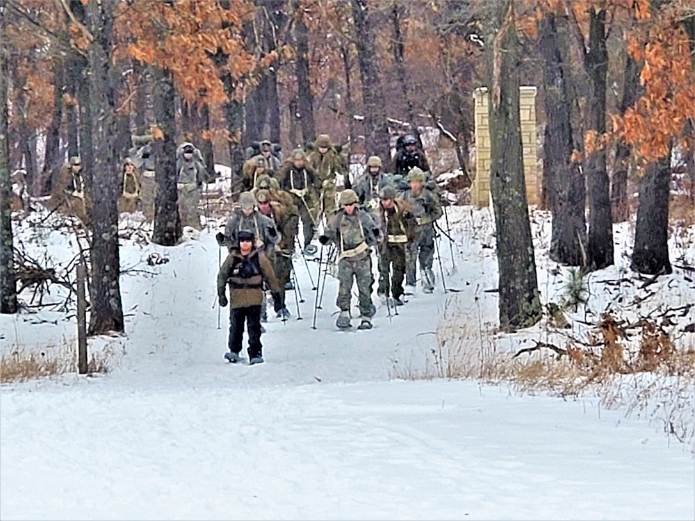 Fort McCoy CWOC class 21-02 students train using snowshoes, ahkio sleds