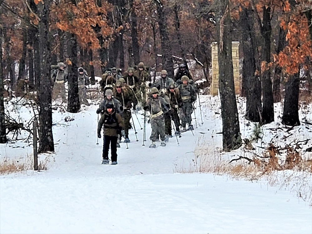 Fort McCoy CWOC class 21-02 students train using snowshoes, ahkio sleds