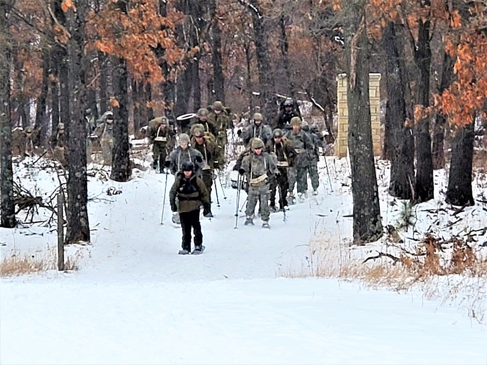 Fort McCoy CWOC class 21-02 students train using snowshoes, ahkio sleds