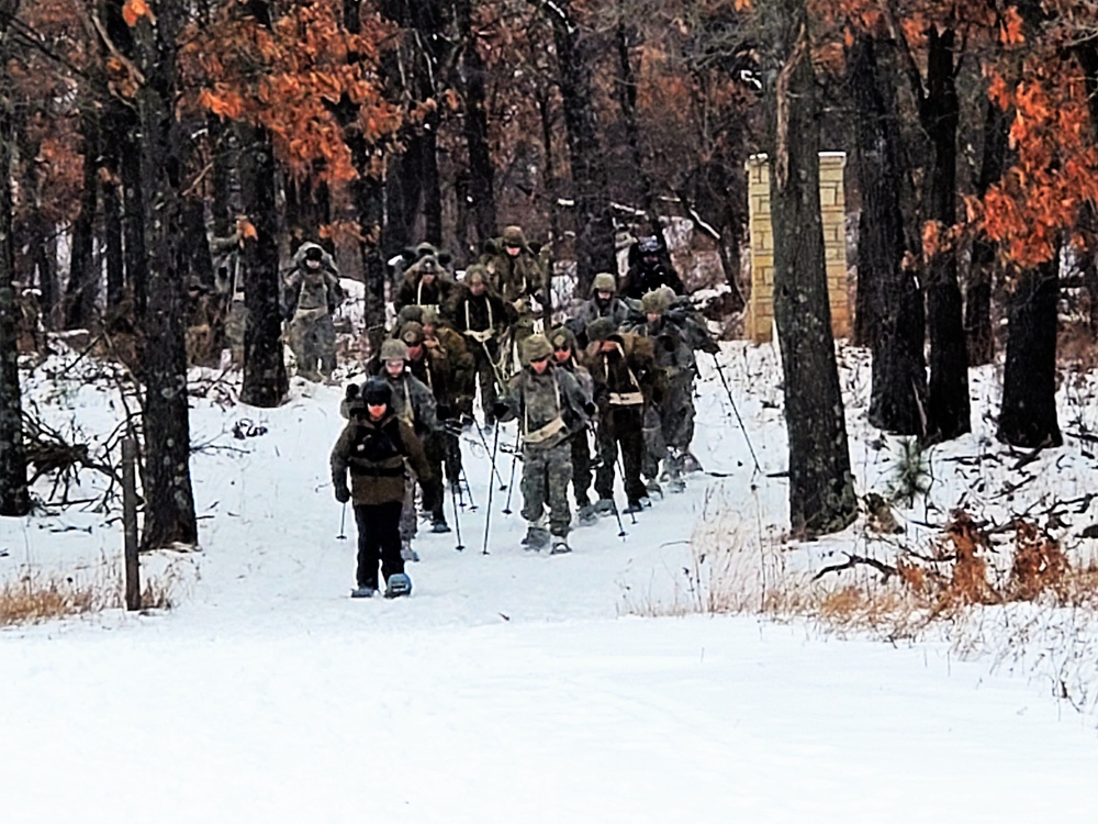 Fort McCoy CWOC class 21-02 students train using snowshoes, ahkio sleds