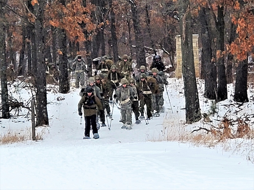 Fort McCoy CWOC class 21-02 students train using snowshoes, ahkio sleds