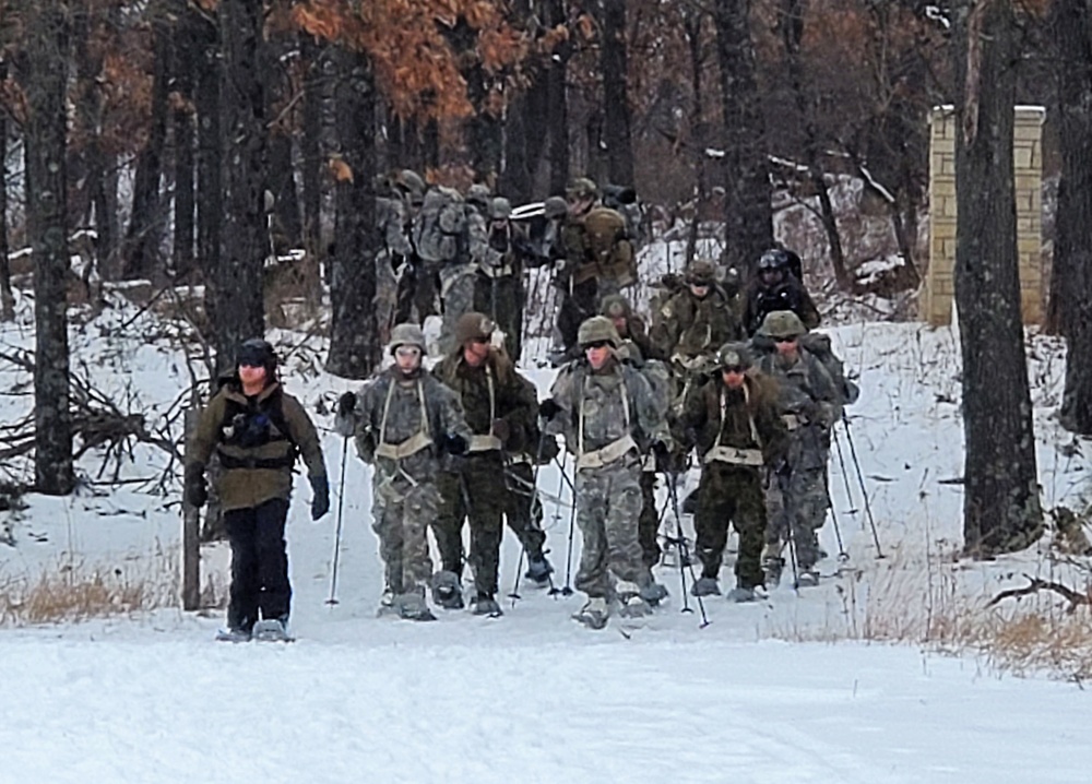 Fort McCoy CWOC class 21-02 students train using snowshoes, ahkio sleds