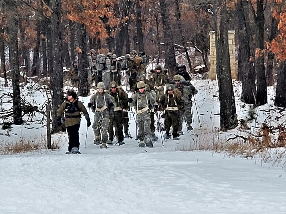 Fort McCoy CWOC class 21-02 students train using snowshoes, ahkio sleds