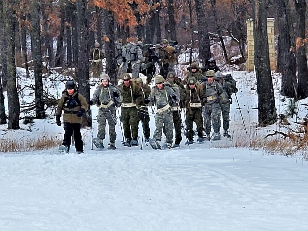 Fort McCoy CWOC class 21-02 students train using snowshoes, ahkio sleds