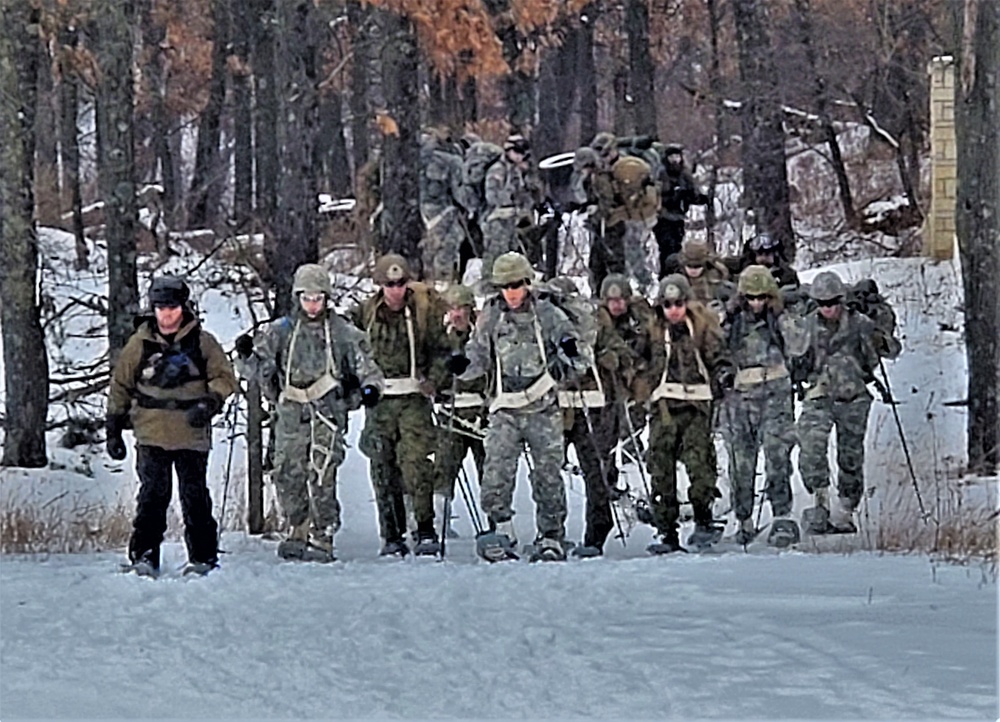 Fort McCoy CWOC class 21-02 students train using snowshoes, ahkio sleds