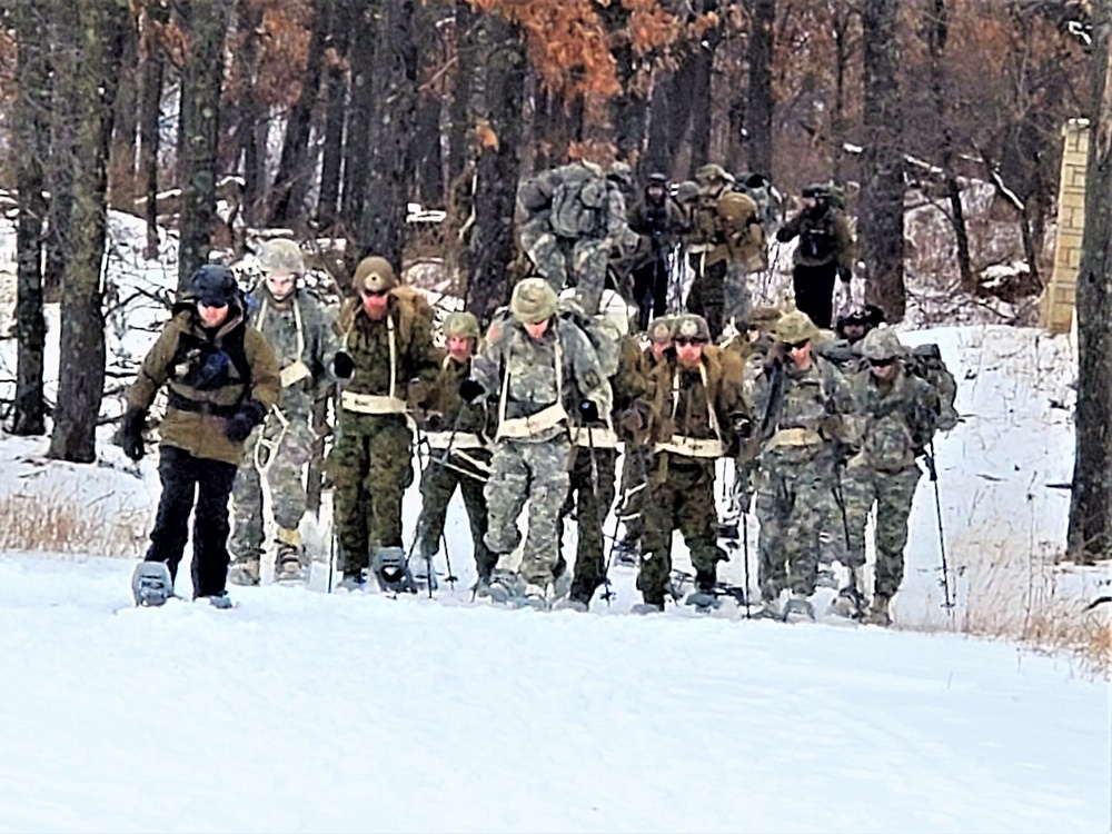 Fort McCoy CWOC class 21-02 students train using snowshoes, ahkio sleds