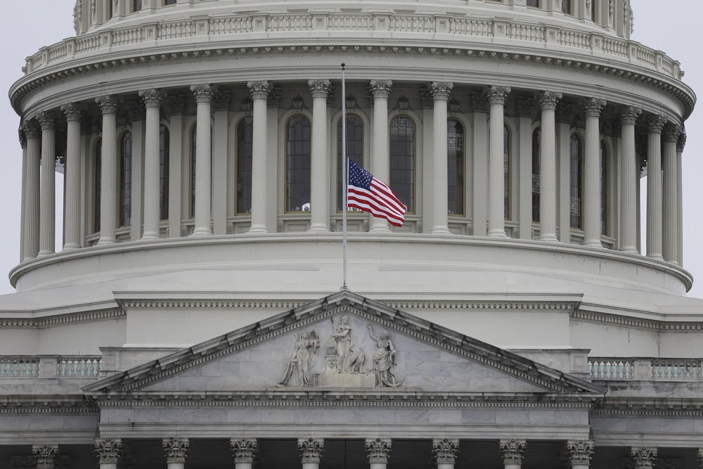 The U.S. Flag at the Capitol building flies at half-staff for fallen Capitol Police officer.