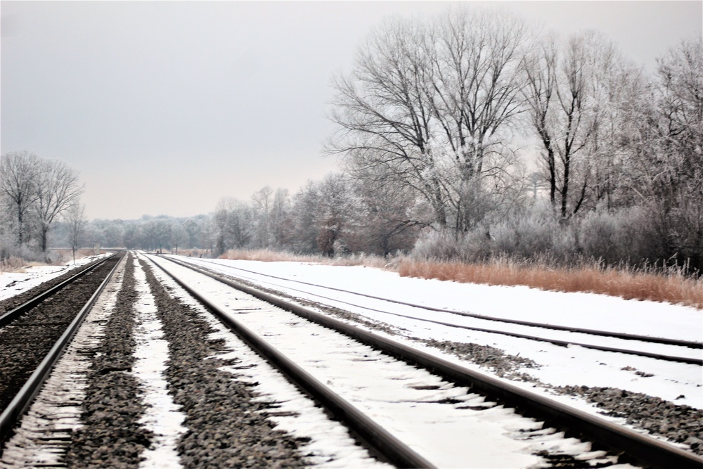 Rime ice forms at Fort McCoy in early January 2021