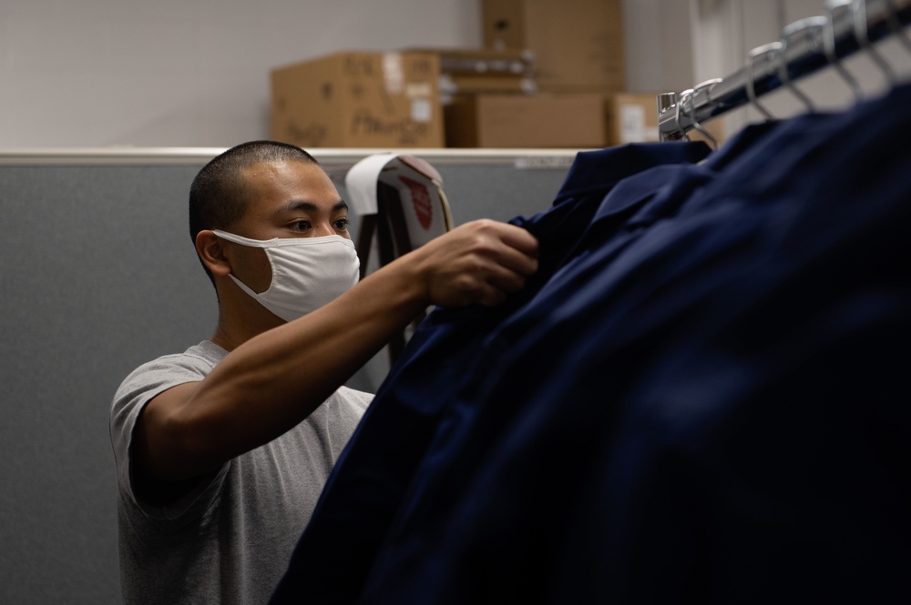 Recruits Receive Uniforms at Coast Guard Training Center Cape May, New Jersey