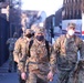 U.S. Soldiers with the New Jersey National Guard arrive for their guard shift.