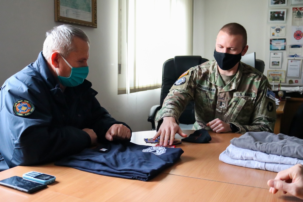 KFOR Soldier meets with local fire department