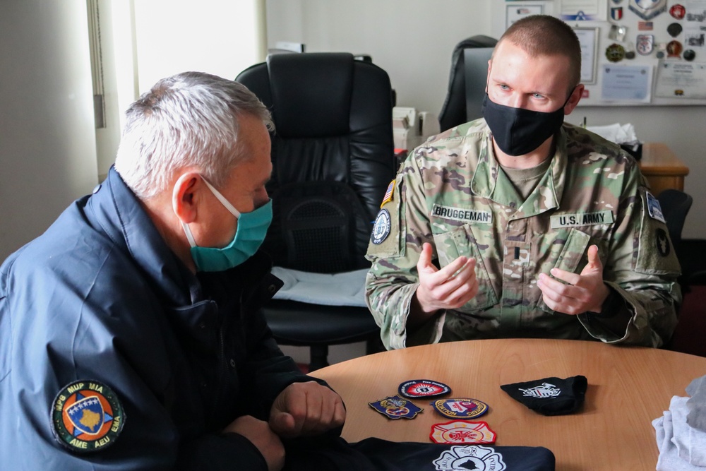 KFOR Soldier meets with local fire department