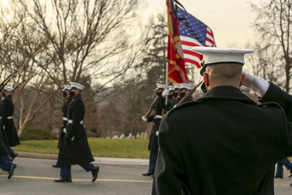Marines conduct a Full Honors Funeral for Brigadier Gen. James R. Joy at Arlington National Cemetery